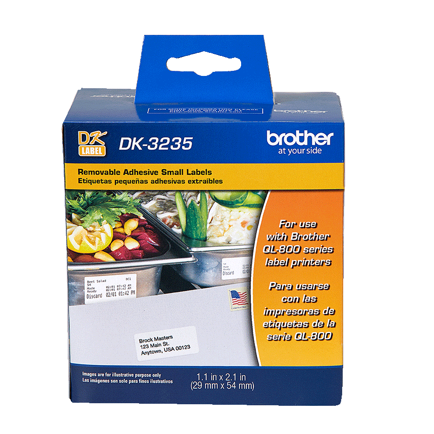 

Brother 1.1 in x 2.1 in (29 mm x 54 mm) Small Removable White Paper Labels (800 labels) Die-cut small removable paper labels800 labels per