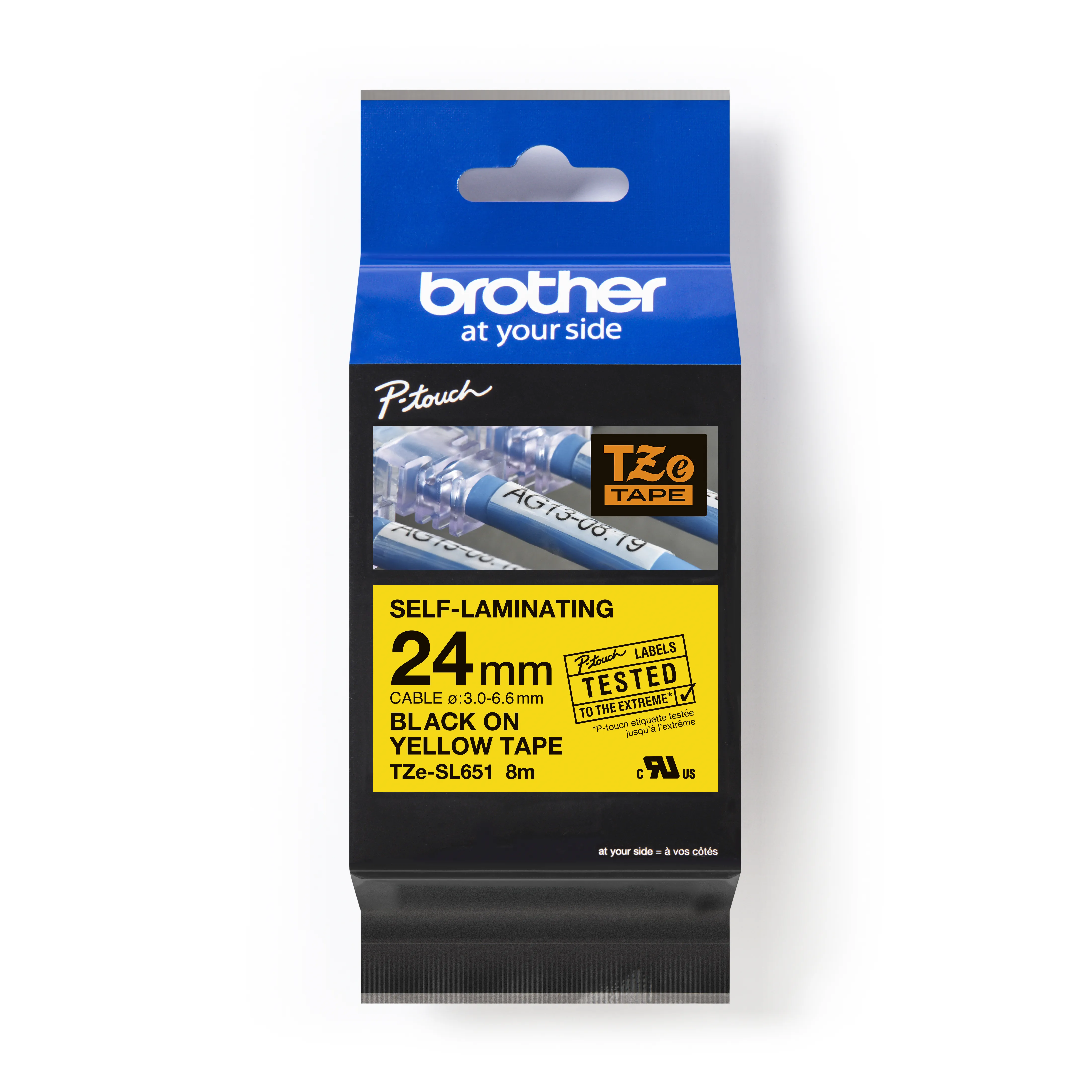 

Brother 24MM (0.94") Black Ink on Yellow Self-Laminating Label 8M (26.2 ft)