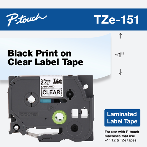 

Brother P-Touch 24mm (0.94") Black on Clear tape 8m (26.2 ft)