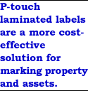 P-touch laminated labels are a more costeffective solution for marking property and assets.