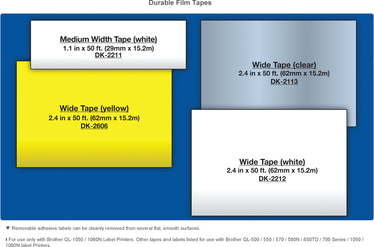 Paper & Film Tape Removable Labels Continuous Brother DK