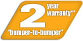 Industry-leading two-year &ldquo;bumper-to-bumper&rdquo; warranty**