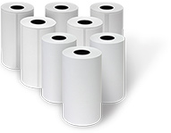 Thermal media on convenient drop-in rolls make changing or replacing supplies quick and easy