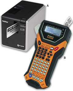 A. P-touch PT-9800PCN label printing system B. P-touch EDGE PT-7600 labeling system