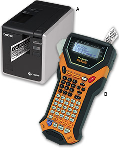 A. P-touch PT-9800PCN label printing system B. P-touch EDGE PT-7600 labeling system