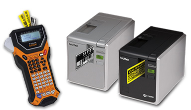 P-touch EDGE&reg; PT-7500 handheld industrial labeling tool and P-touch&reg; PT-9700PC & PT-9800PCN desktop laminated barcode label printers
