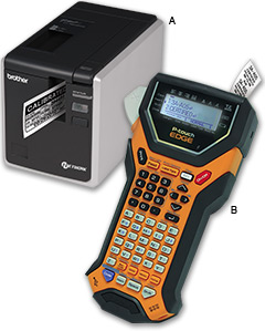 A. P-touch PT-9800PCN label printing system B. P-touch EDGE PT-7600 labeling system
