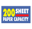 This product has a 200 sheet paper capacity.
