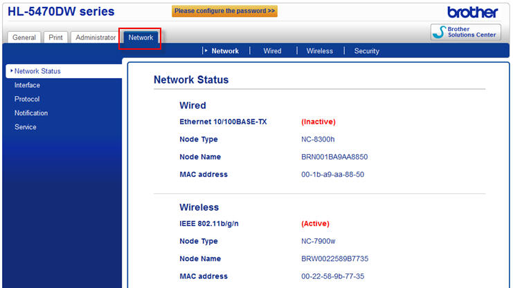 change wifi password on brother printer