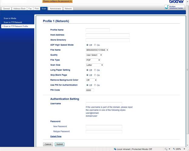 brother scanner settings