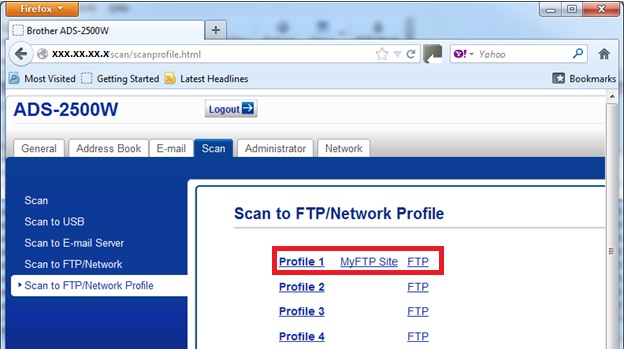ADS scanner to Scan to FTP server 