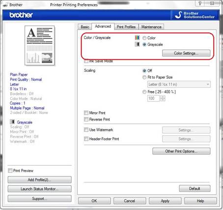 what does grayscale mean on printer