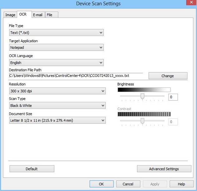 Configure and use Scan to OCR in ControlCenter4 Advanced Mode - Windows