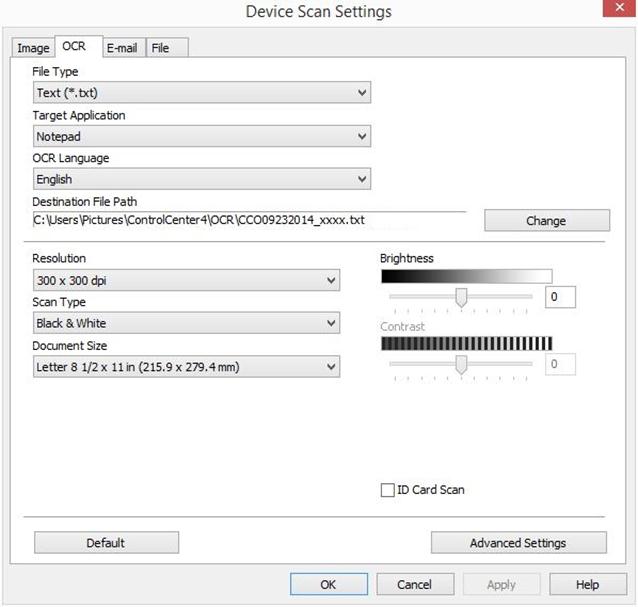 How to configure and use the Scan to OCR feature in Windows using  ControlCenter4 in Advanced Mode