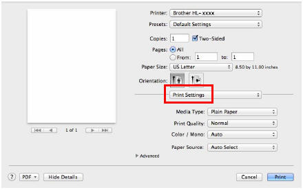 custom paper size brother printer