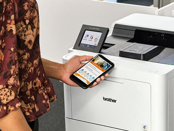 Person printing document from mobile device