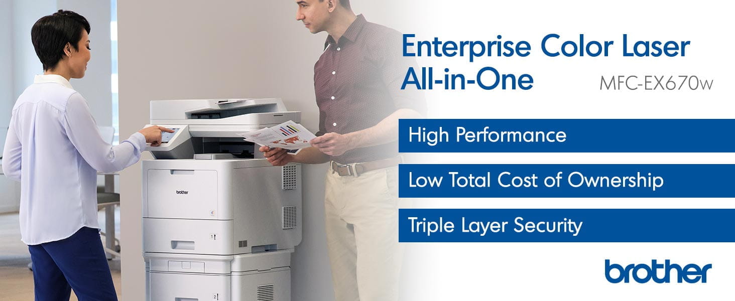 MFC‐EX670W Enterprise Color Laser All-in-One Printer: High Performance, Low Total Cost of Ownership, Triple Layer Security