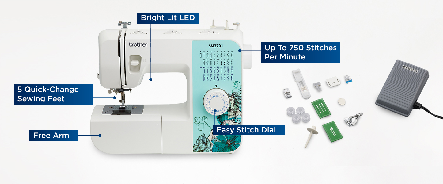 Brother SM3701 37-Stitch Sewing Machine with Bobbins and Threads Set - Bed  Bath & Beyond - 33571797