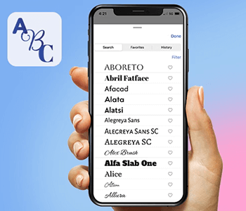 Text entry screen with various fonts or symbols.