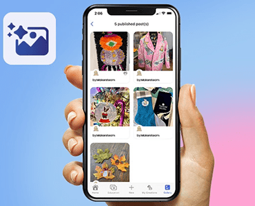 Image of Artspira gallery on mobile phone. 