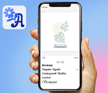 Embroidery hoop and floral design previewed on smartphone.