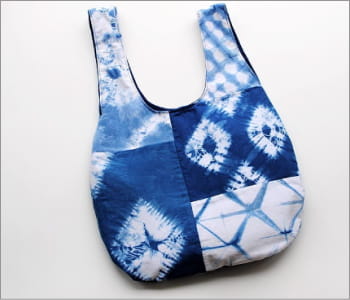 Blue and white canvas bag