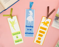3 bookmarks with various Disney characters and quotes made on ScanNCut machine