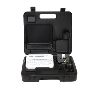 PTD410 in black carrying case with label tape