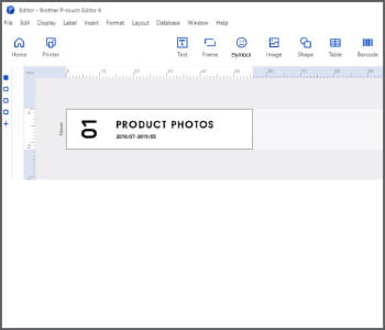 P-touch Editor Screen Shot of Label with text Product Photos