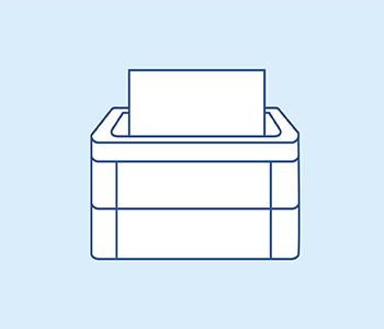printer icon on blue background