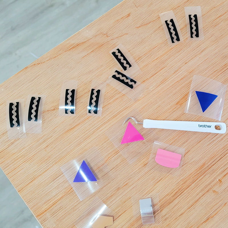 Cut vinyl pieces for making crayon and pencil hair bows