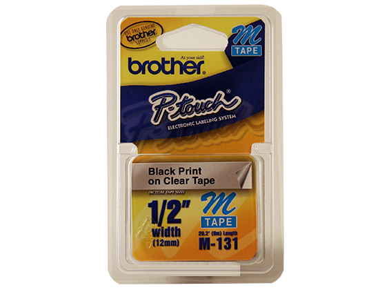 

Brother P-Touch 12mm (0.47") Black on Clear Non-Laminated tape 8m (26.2 ft)