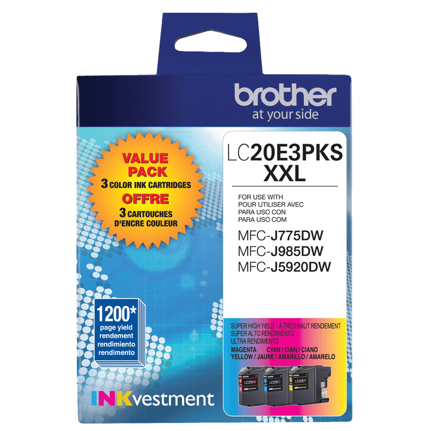 

Brother INKvestment Super High-yield Ink, 3 pack color, Yields approx1,200 pages/cartridge