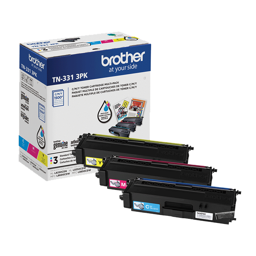 

Brother Standard-Yield Toner, 3 Pack Color, Yields approx 1,500 pages/cartridge