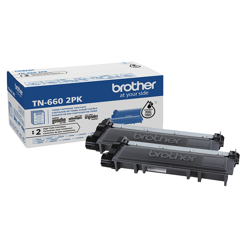 

Brother High-Yield Toner, Black Twin Pack, Yields approx 2,600 pages/cartridge