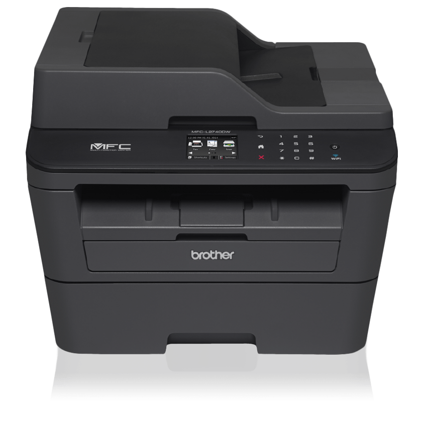The Brother MFC-L2740DW is a reliable, affordable monochrome laser all-in-one with an up to 35-page automatic document feeder for home or small office use. This desk-friendly, compact all-in-one has an up to 250-sheet capacity tray, connects with ease via wireless networking or Ethernet, and prints and copies at up to 32ppm‡;. Automatic duplex printing, plus single-pass duplex scanning and copying. 2.7