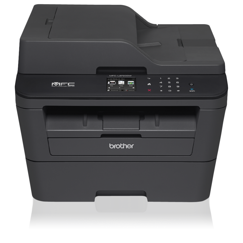 The Brother MFC-L2720DW is a reliable, affordable monochrome laser all-in-one with a 35-page capacity automatic document feeder for home or small office use. This desk-friendly, compact all-in-one has a 250-sheet capacity tray, connects with ease via wireless networking or Ethernet, and prints and copies at up to 30ppm‡. 2.7