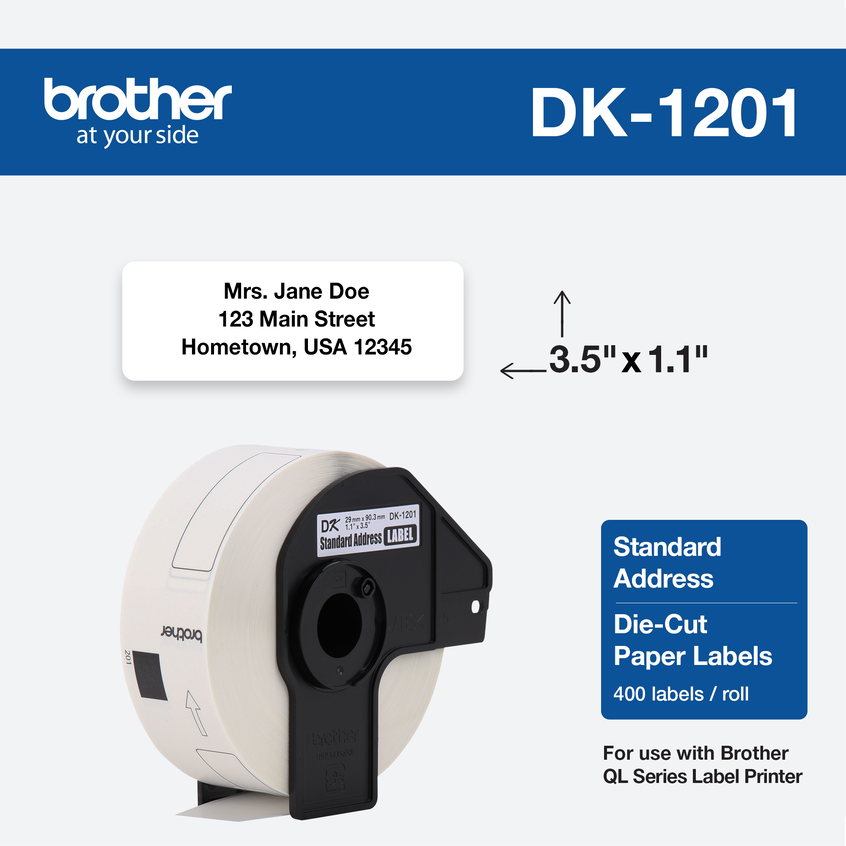 29mm x 90mm QL-570 5 Rolls Brother DK-11201 Compatible Standard Address Label