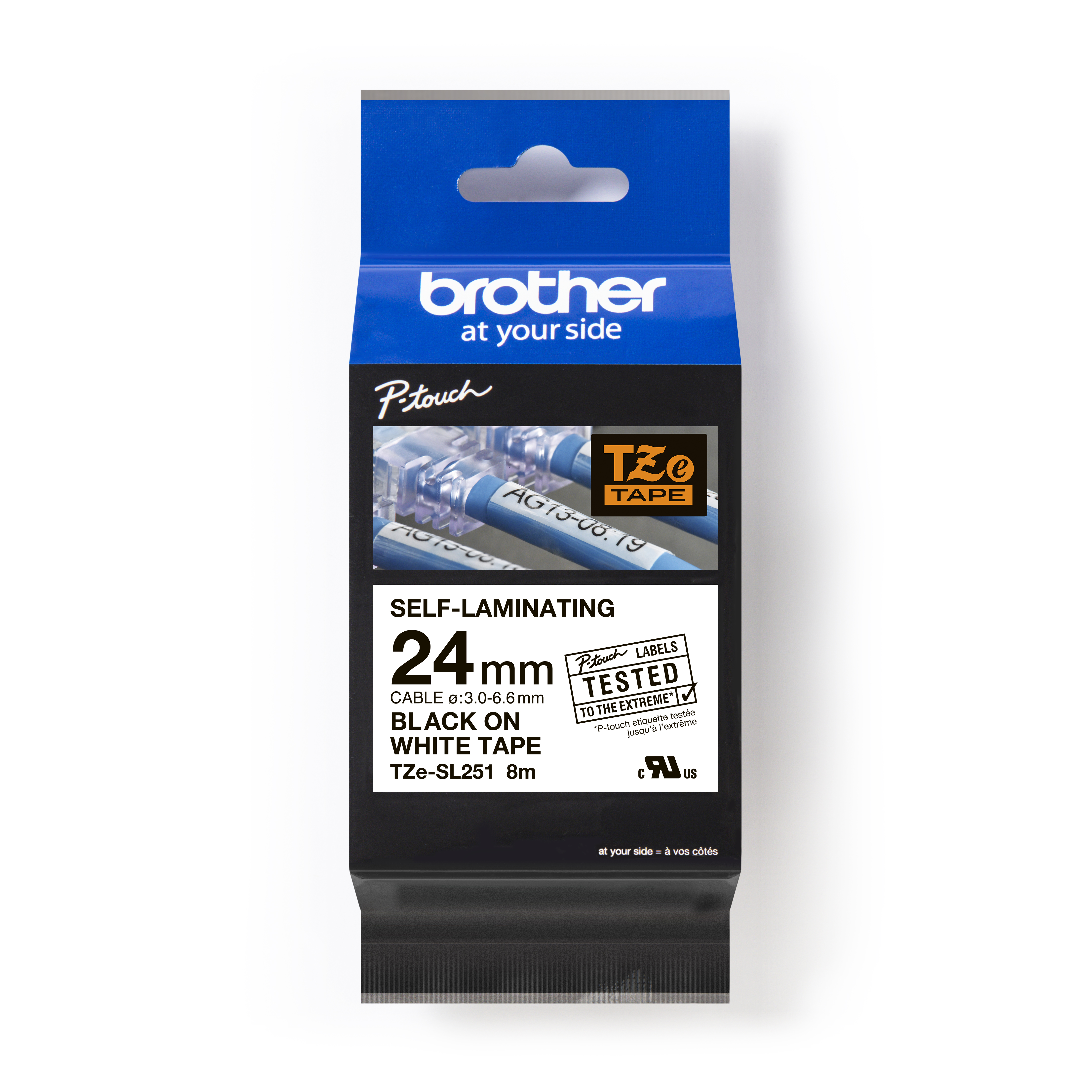 

Brother 24MM (0.94") Black Ink on White Self-Laminating Label 8M (26.2 ft)