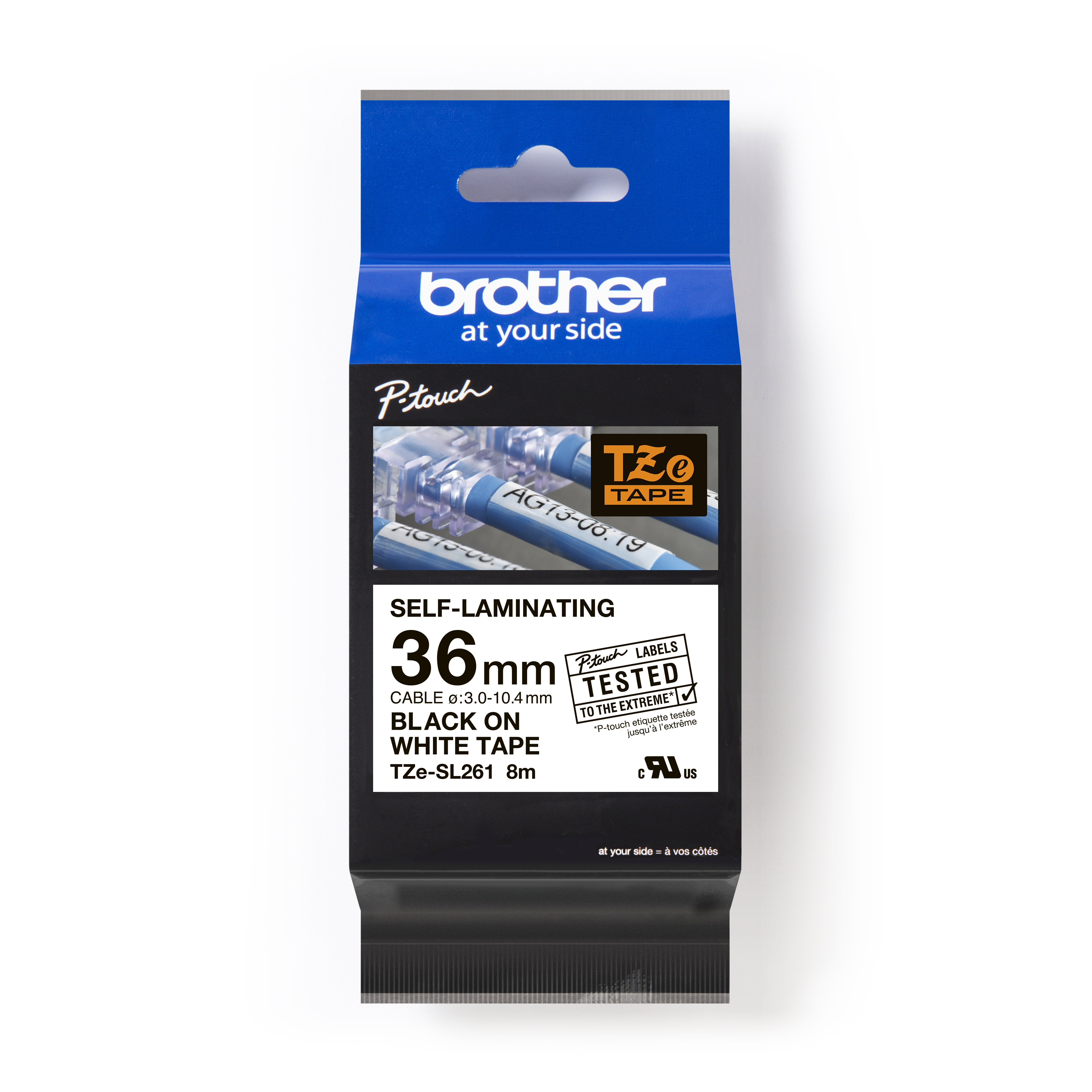 

Brother 36MM (1.4") Black Ink on White Self-Laminating Label 8M (26.2 ft)
