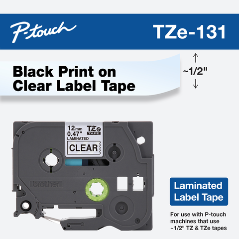 5PK TZ-131 TZe-131 Black on Clear Label Tape For Brother P-touch 12mm Ribbons 