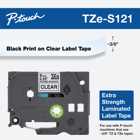 GENUINE Brother TZeS121 P-Touch Label Tape TZS121 Industrial Blk/Clr TZeS-121 