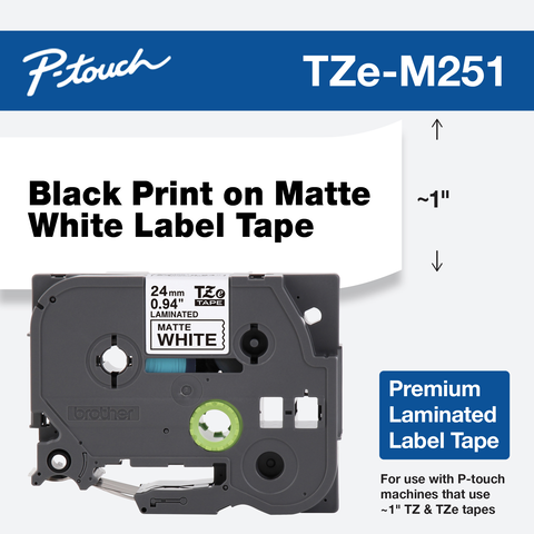 24mm Black on White Label Tape Maker For Brother PT2410 PT2430PC 