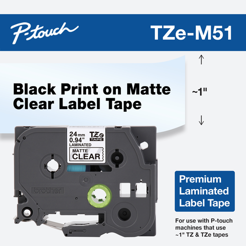 5x Brother Genuine TZe-M951  24mm Black Text On Matt Silver Tape 8 Metres 