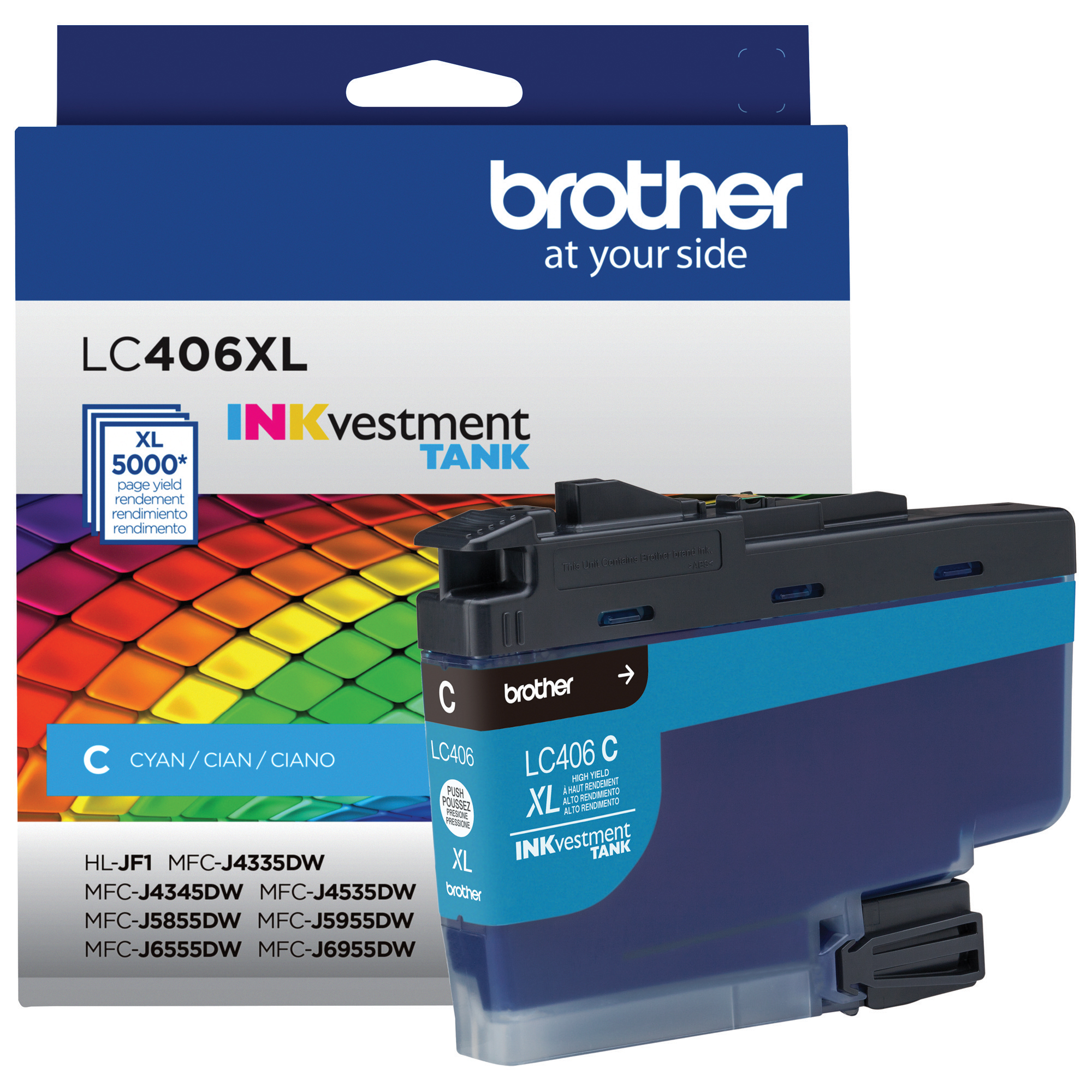 

Brother INKvestment Tank High-Yield Ink, Cyan, Yields approx 5,000 pages