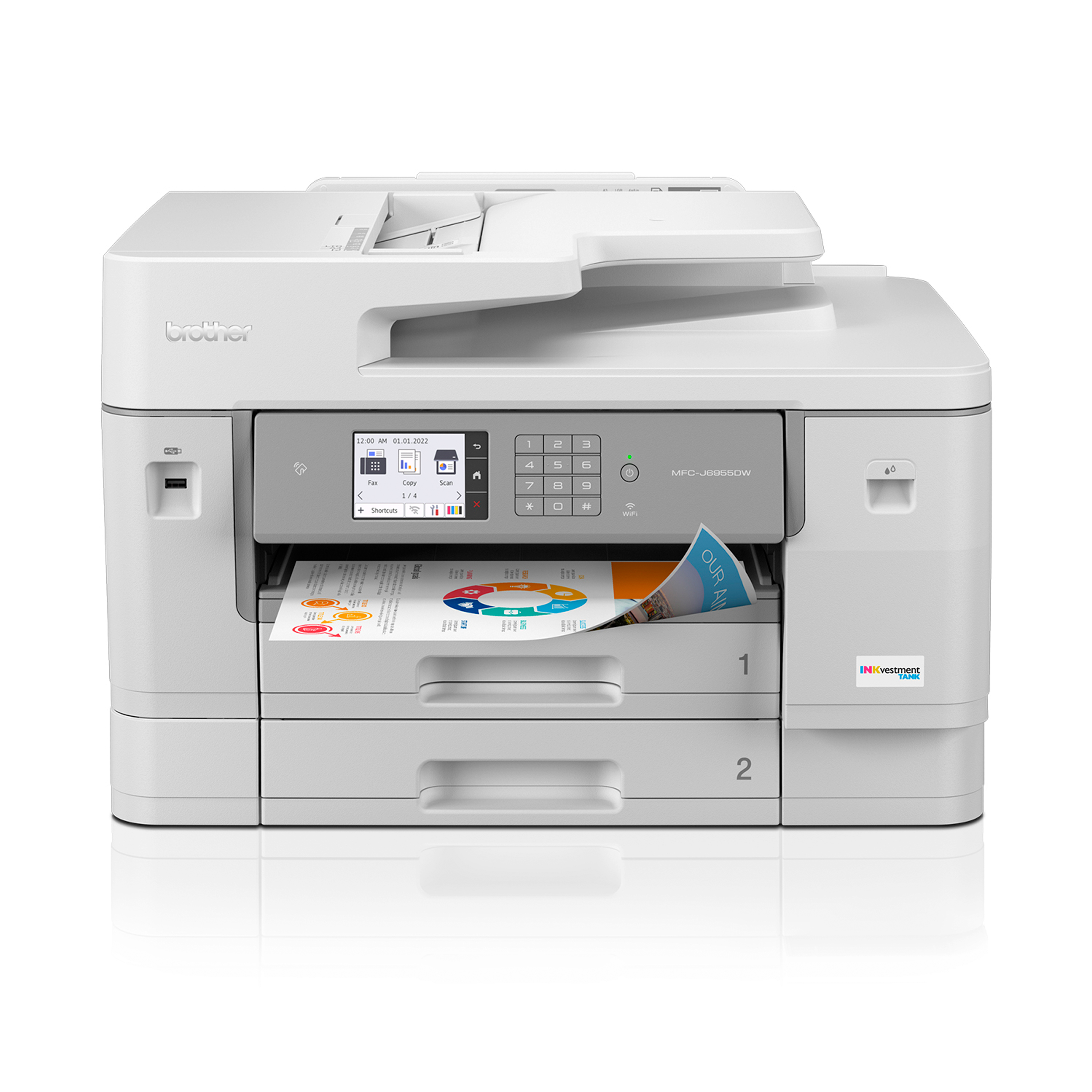 

Brother MFC-J6955DW INKvestment Tank Color Inkjet All-in-One Printer with Wireless, Duplex Printing, 11" x 17" Scan Glass