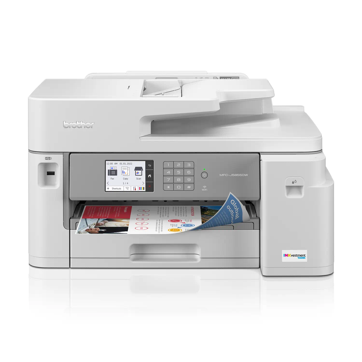 

Brother MFC-J5855DW INKvestment Tank Color Inkjet All-In-One Printer with up to 1 Year of Ink In-box and to 11" x 17" printing
