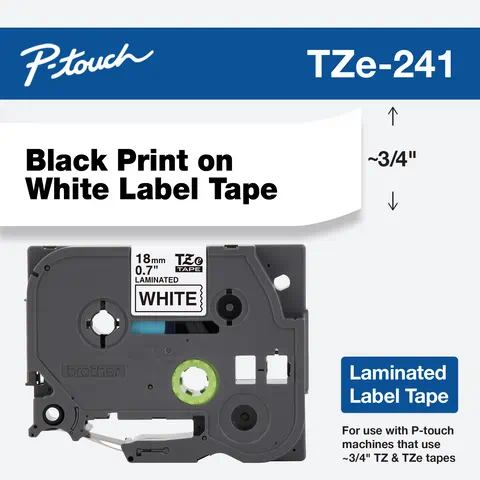 3PK TZe241 Label Tape Black on White 18mm for Brother P-touch PT-1890C D450 P700 