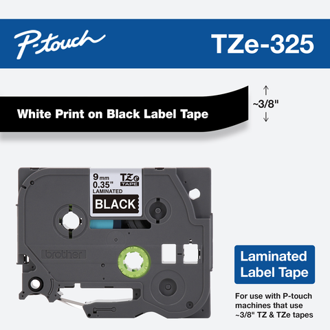 20PK TZ 325 TZe-325 White on Black Label Tape For Brother P-Touch PT-1880 9mmx8m 
