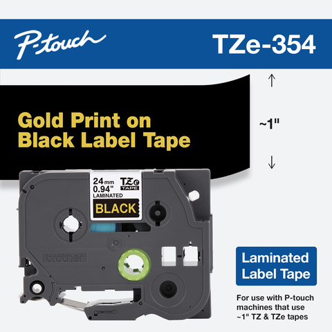 

Brother P-Touch 24mm (0.94") Gold on Black tape 8m (26.2 ft)